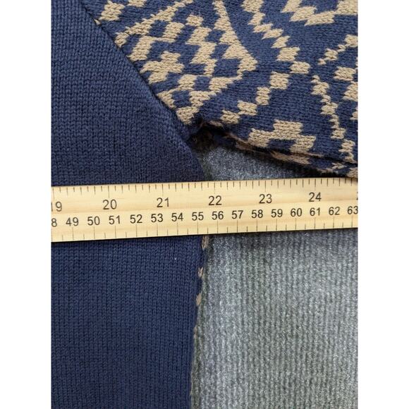 Vtg Eddie Bauer Sweater Mens Large Geometric Winter Cotton 1/4 Zip Pullover Y2K - Picture 8 of 10